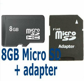 cartão micro sd 8GB com adaptador SD